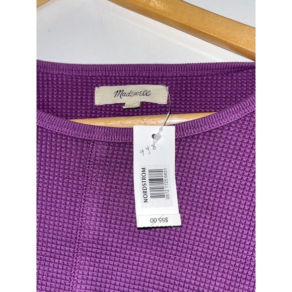 NWT Madewell Waffle Knit Cropped Long Sleeve Top Purple Thermal Size Large - Picture 5 of 10